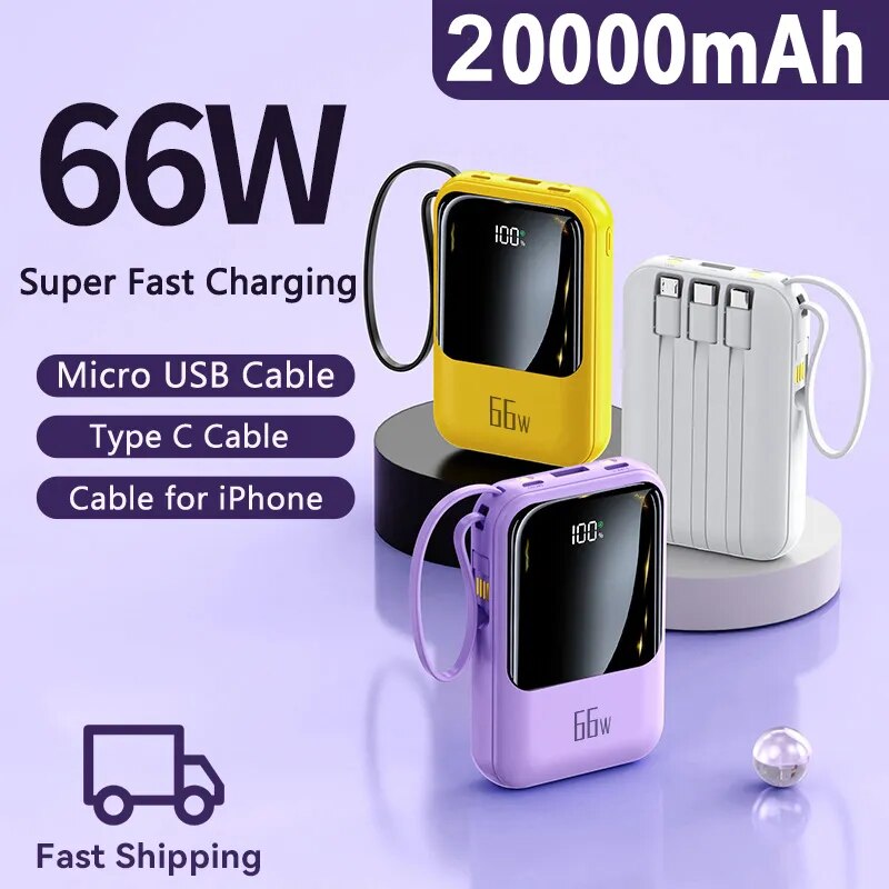 New 20000mAh Power Bank 66W Super Fast Charging For All Phones