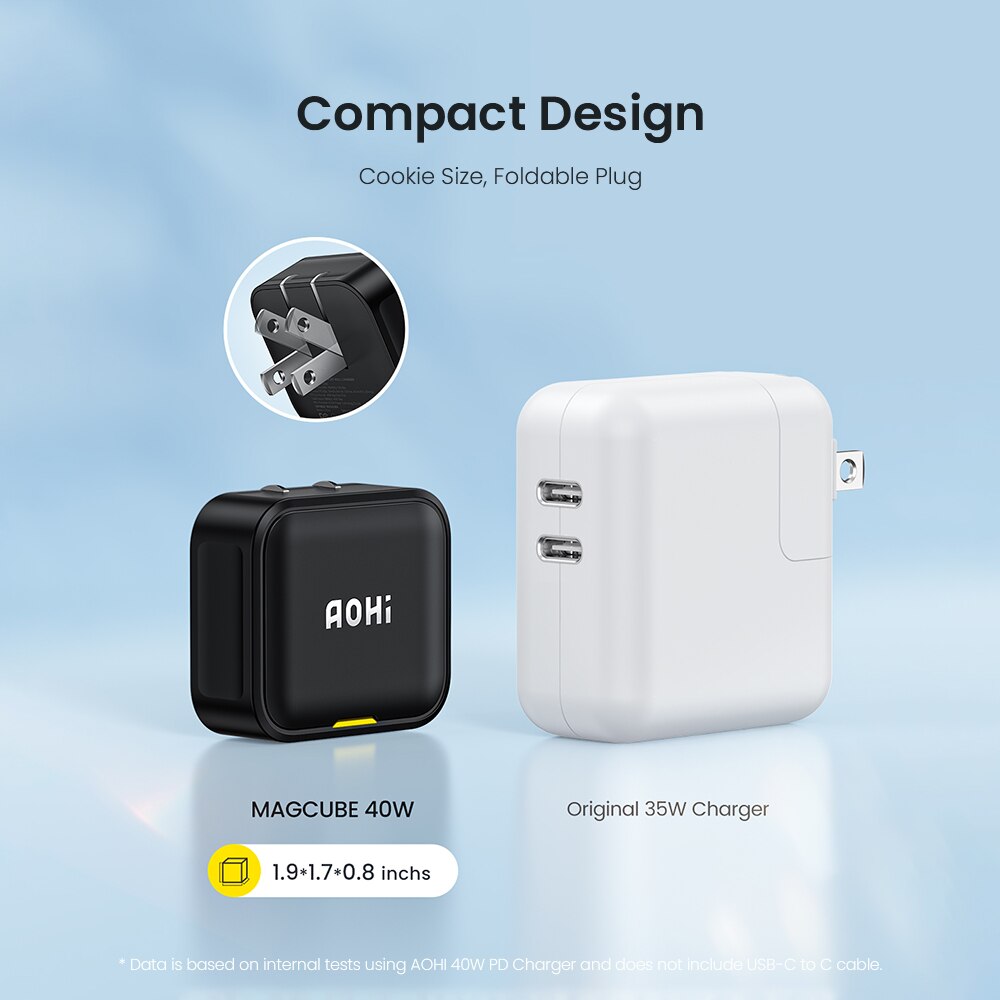 Aohi 40W Fast Charging Foldable Charger  for iPhone 14 13 Pro Max Mac