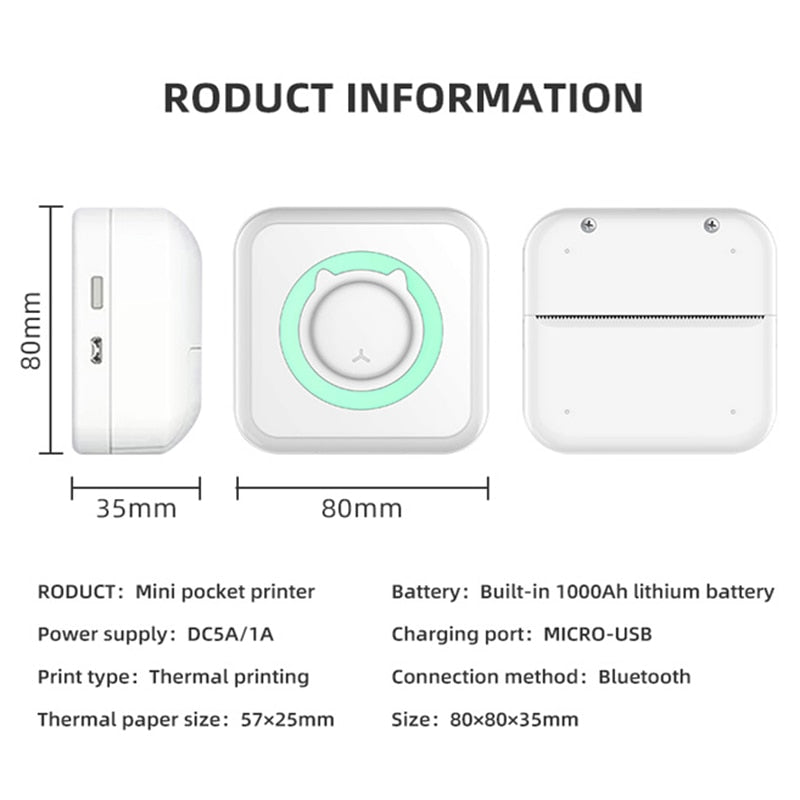 Portable Thermal Sticker Printer