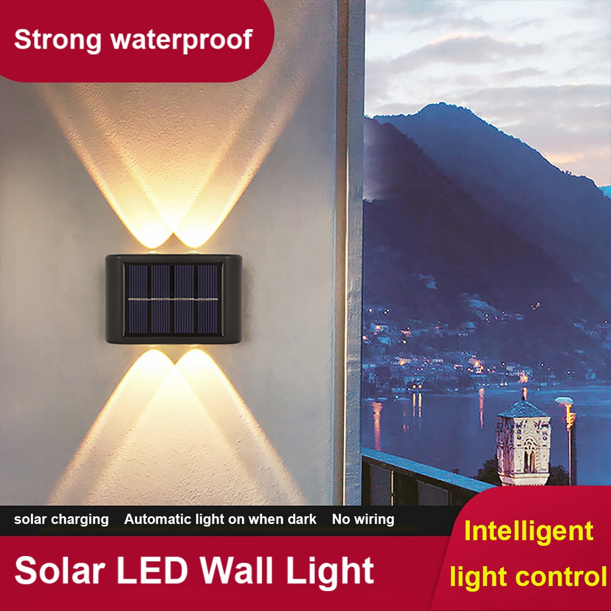 Outdoor Solar Wall Lamp Waterproof Luminous Lighting