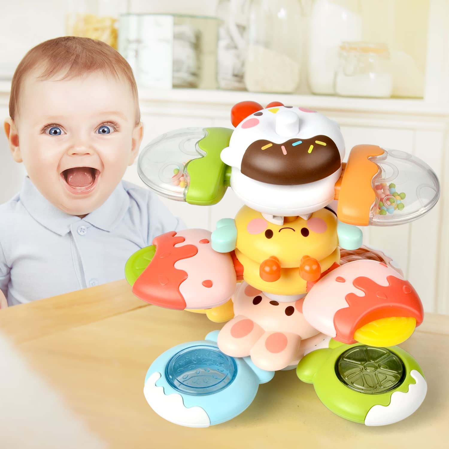 Suction Cups Spinning Top Toy For Baby