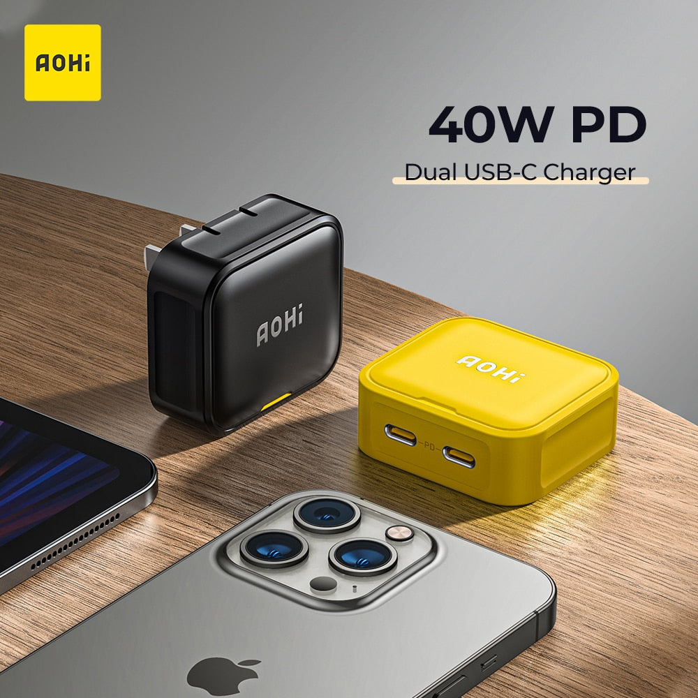 Aohi 40W Fast Charging Foldable Charger  for iPhone 14 13 Pro Max Mac